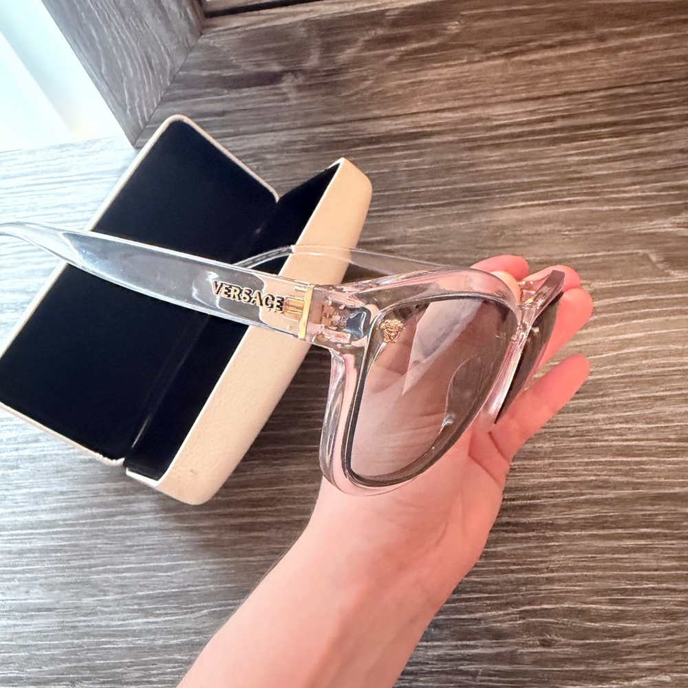 Versace Transparent Frame Women’s Sunglasses - Clear/Gray Lenses - Picture 3 of 5